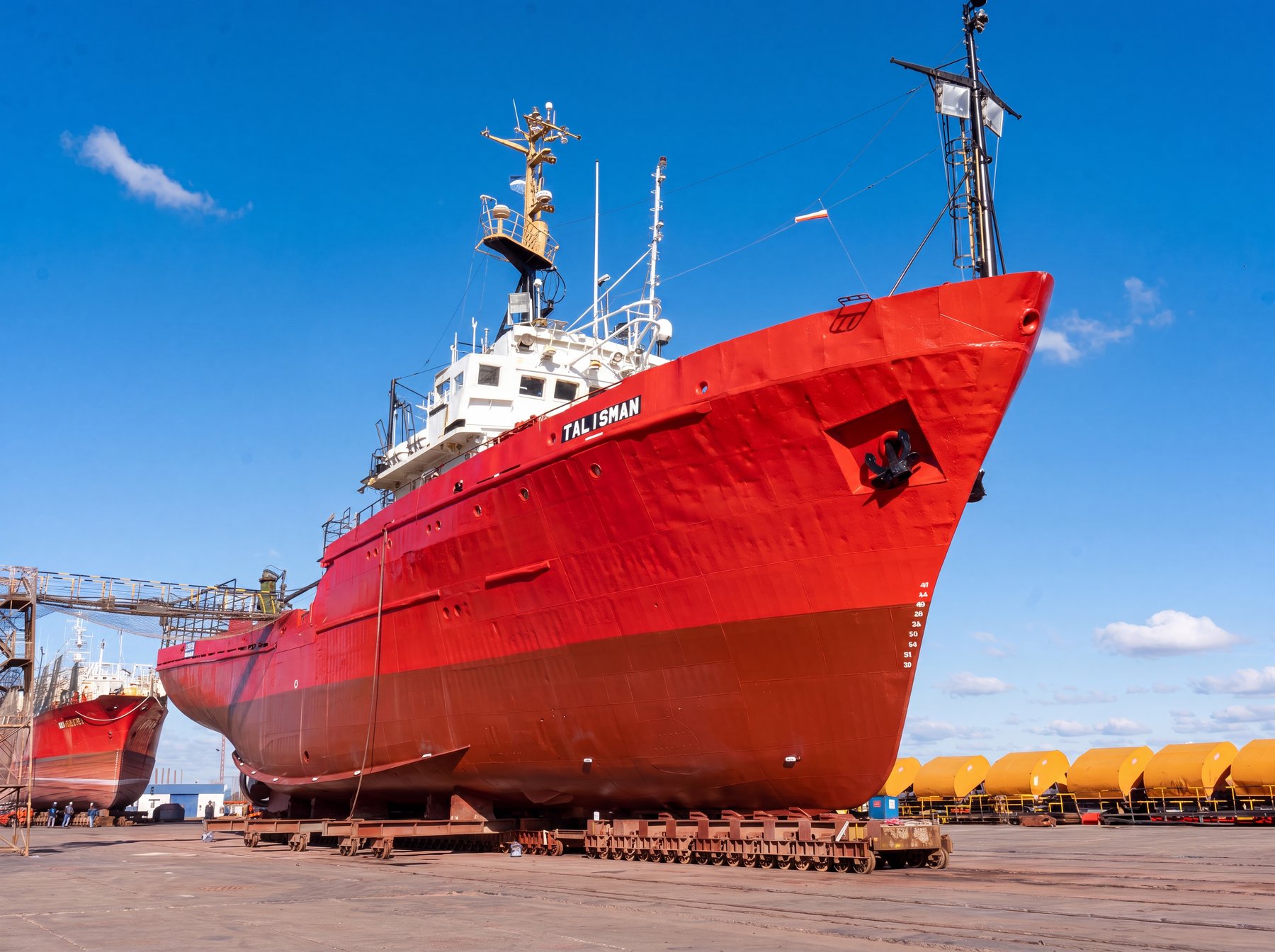 Dry dock and yard equipment at a South American shipyard